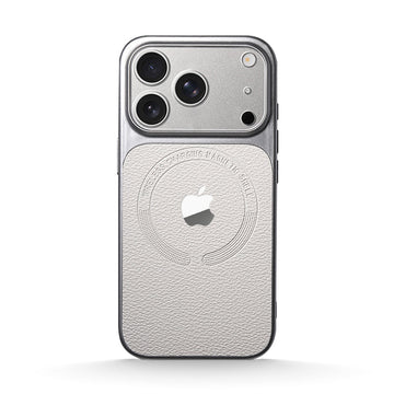 White | iPhone Leather Texture Magsafe Case