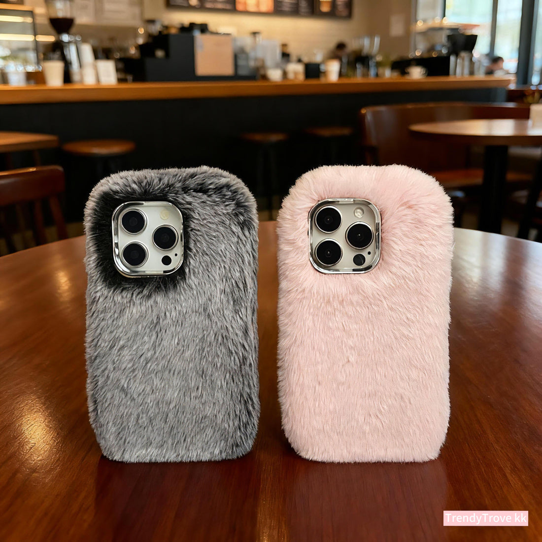 Plush Pink-Gray Single Shell Phone Case Suitable for Apple 17/17 Air/17 Pro/17 Pro Max/16 Pro Max/16 Pro/16/15 Pro Max/15 Pro/15/14 Pro Max/14 Pro/14/13 Pro Max/13 Pro/13 Autumn-Winter Phone Protector
