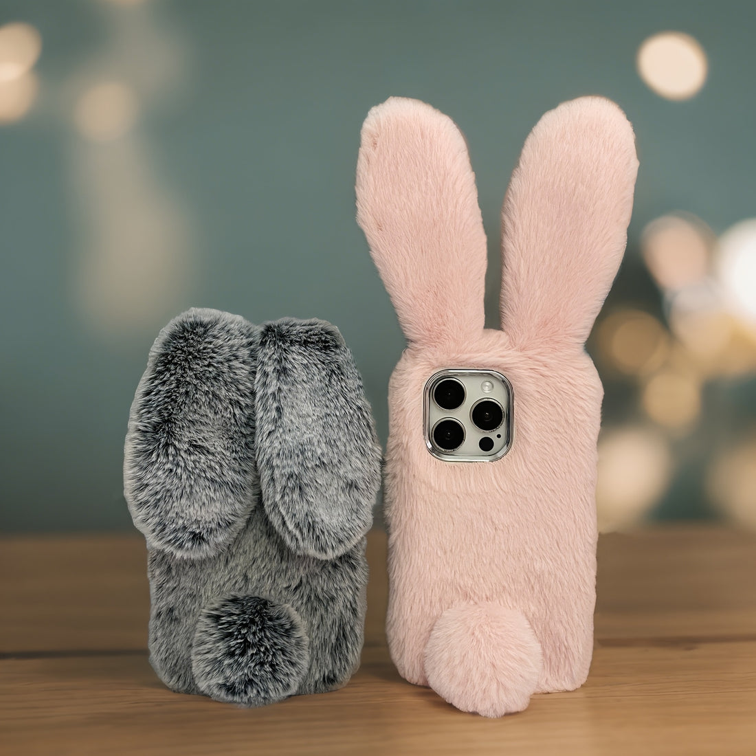 A Plush Light Gray Rabbit Phone Case Suitable for Iphone 16 Pro Max/16 Pro/16/15 Pro Max/15 Pro/15/14 Pro Max/14 Pro/14/13 Pro Max/13 Pro/13/12/11, Perfect for Autumn And Winter.