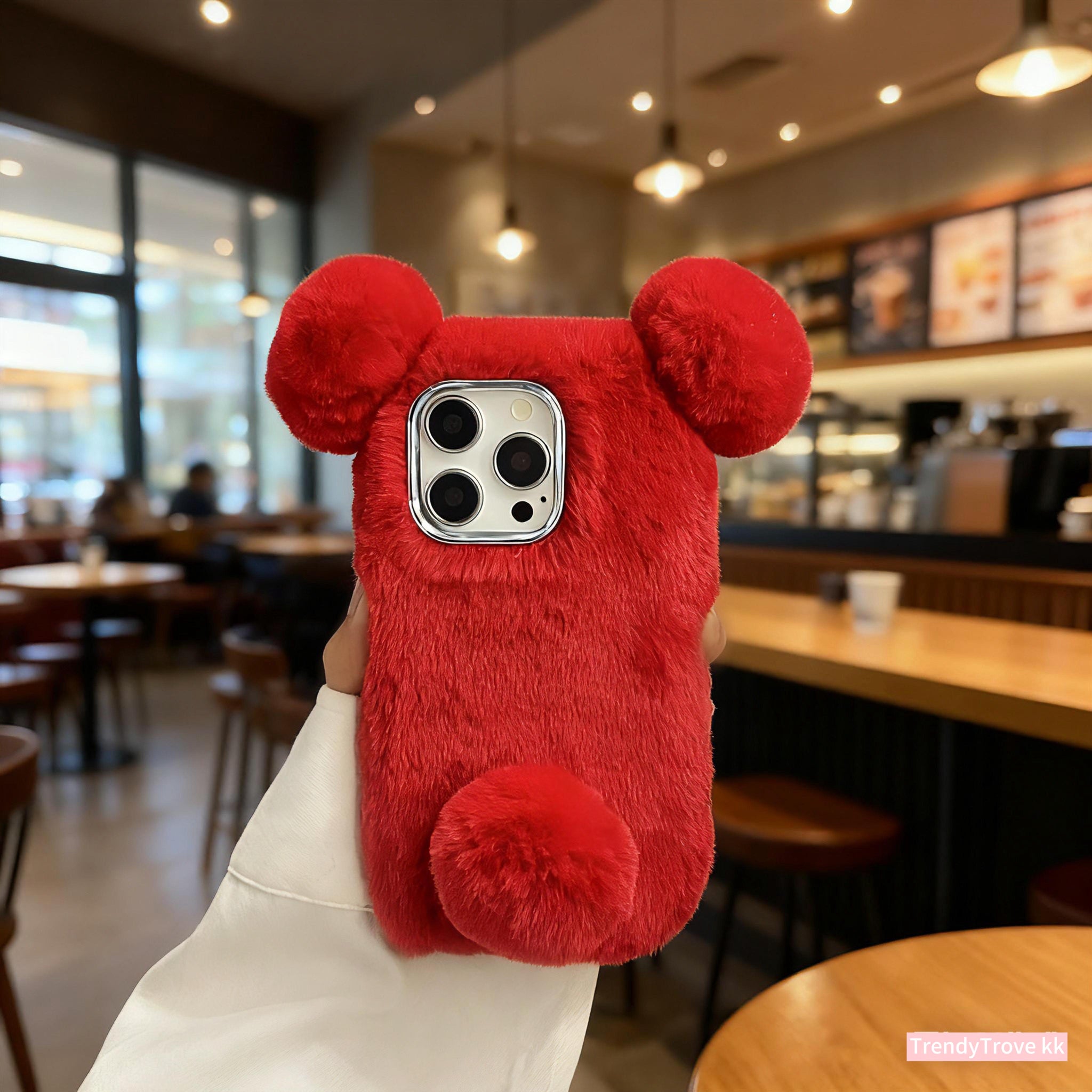 Plush Cute Red Panda Ball Phone Case for Apple 17/17 Air/17 Pro/17 Pro Max/16 Pro Max/16 Pro/16/15 Pro Max/15 Pro/15/14 Pro Max/14 Pro/14/13 Pro Max/13 Pro/13 Autumn Winter Phone Protector