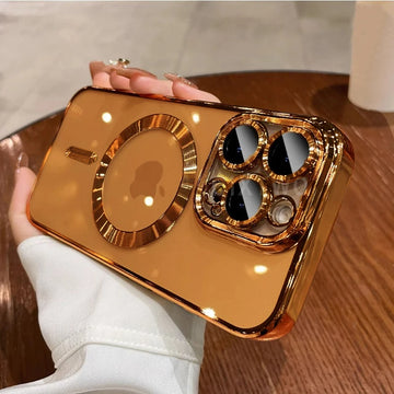 Luxury Magnetic Clear Case – Gold Premium